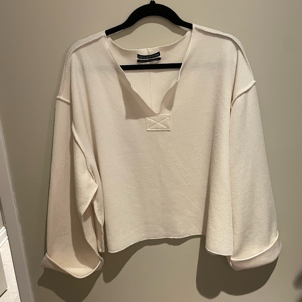 Oversized Cream Ribbed Sweater